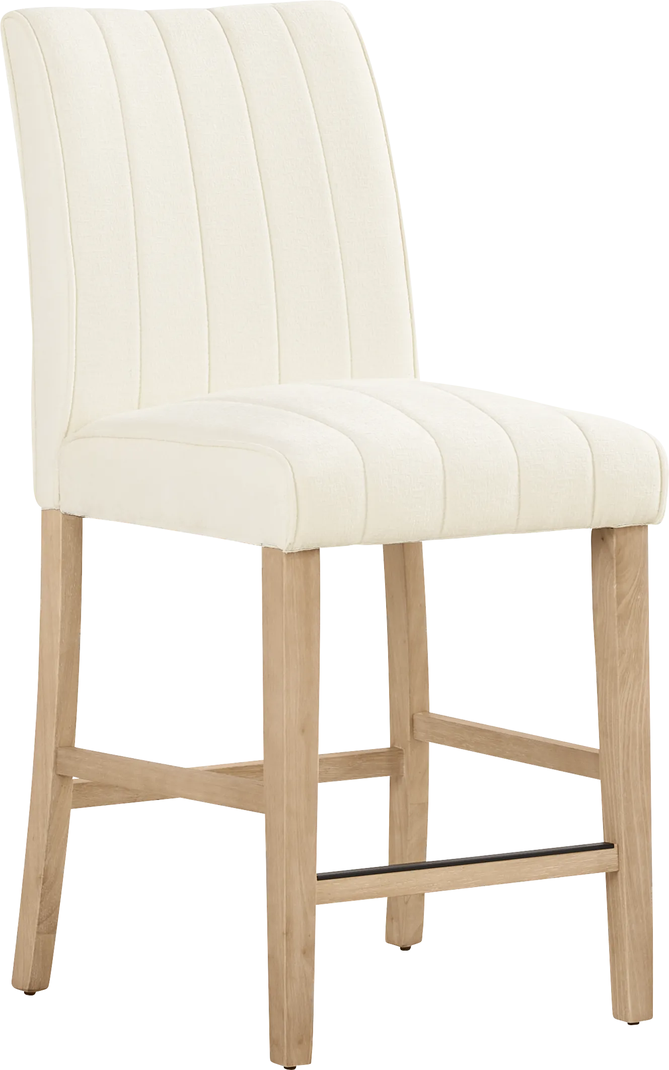 Kendall White Counter Height Stool with Natural Legs - Thumbnail - Image 1