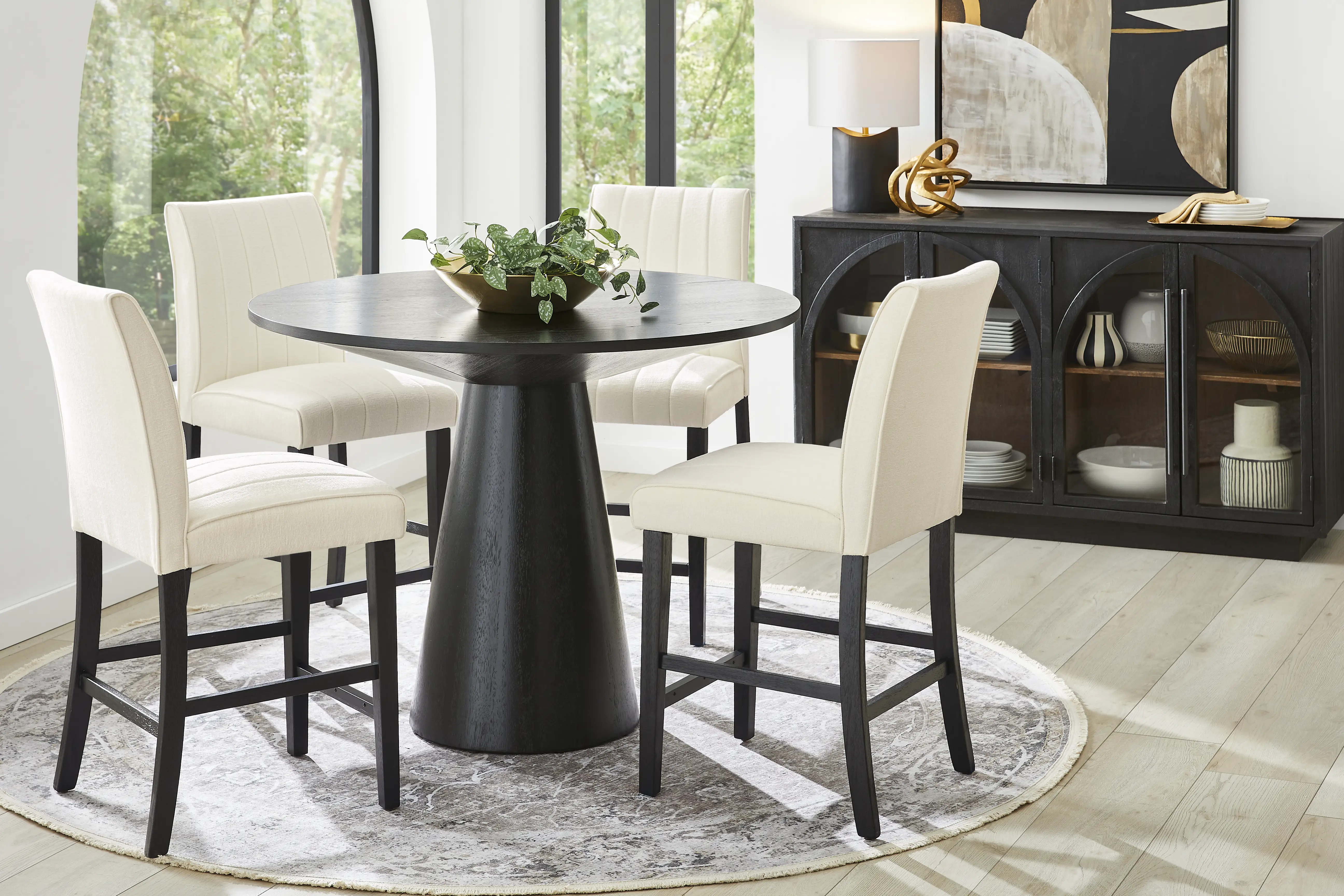 Kendall White Counter Height Stool with Black Legs - Thumbnail - Image 2