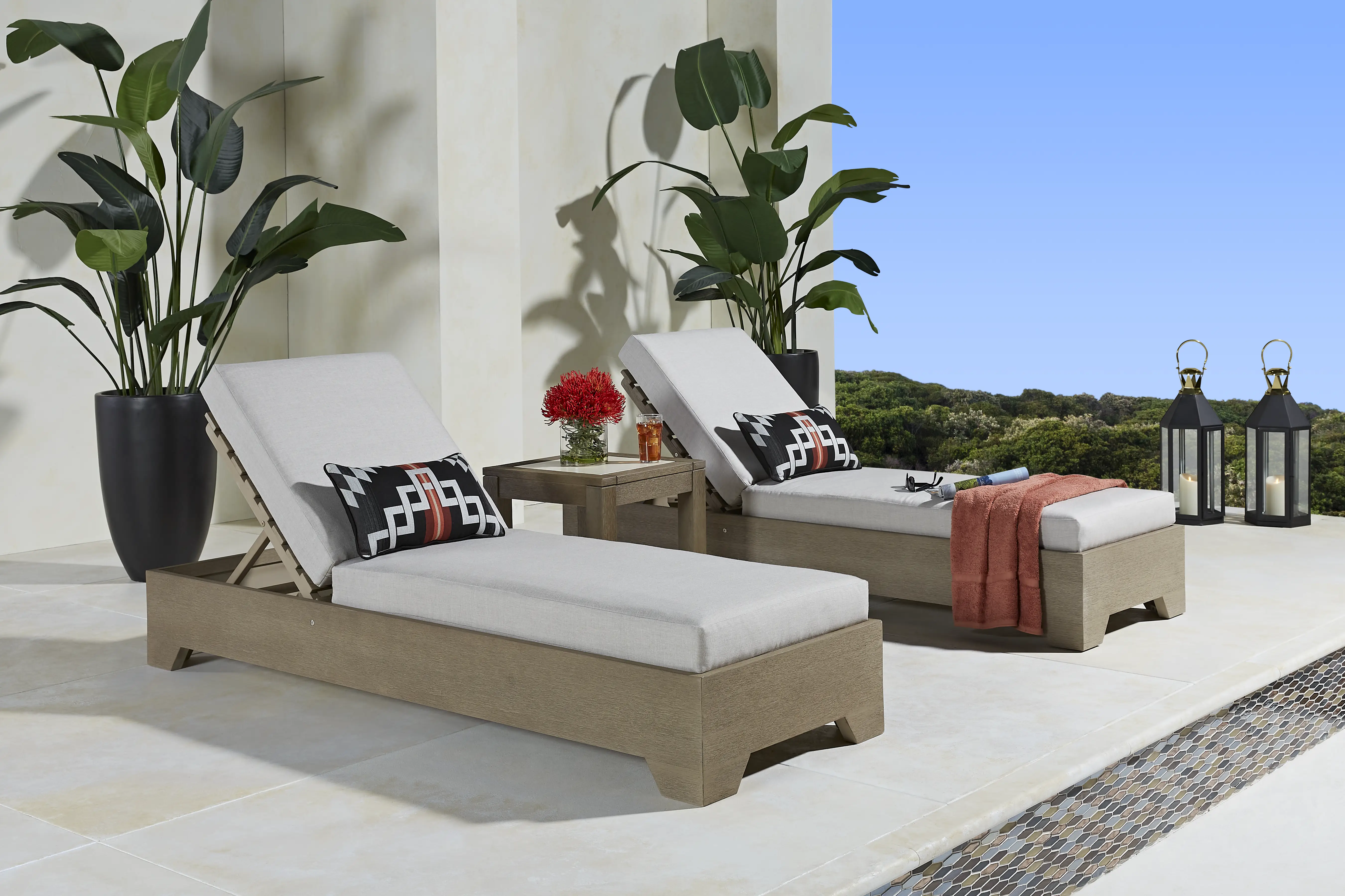 Lake Tahoe Gray Outdoor Chaise with Seagull Cushions, Set of 2 - Thumbnail - Image 2