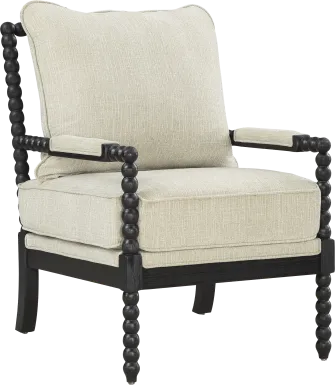 Susanna Black Accent Chair with Beige Cushions