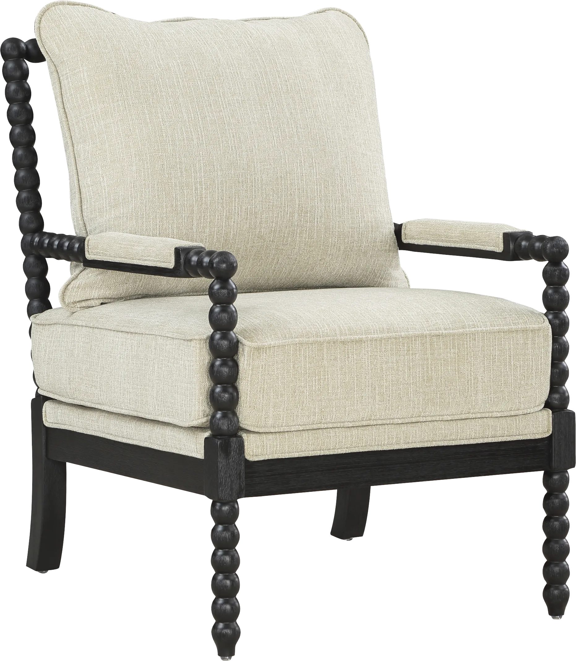 Susanna Black Accent Chair with Beige Cushions - Image 1