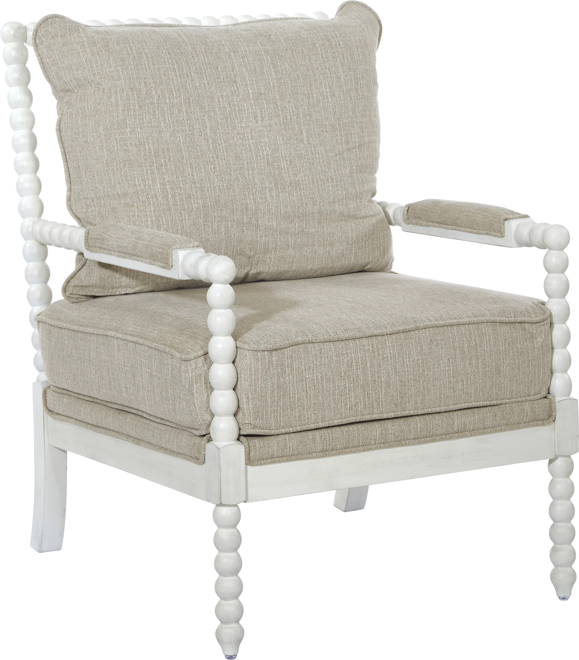 Susanna White Accent Chair with Beige Cushions - Thumbnail - Image 1
