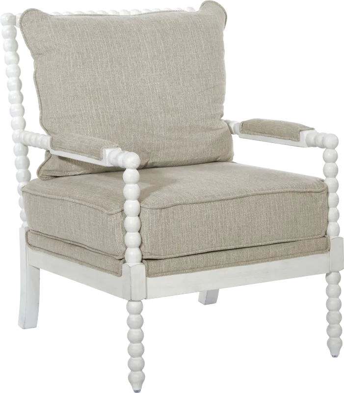 Susanna White Accent Chair with Beige Cushions