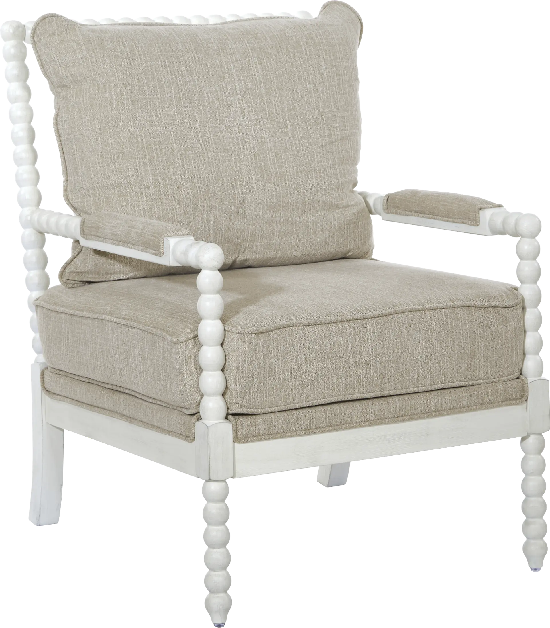 Susanna White Accent Chair with Beige Cushions