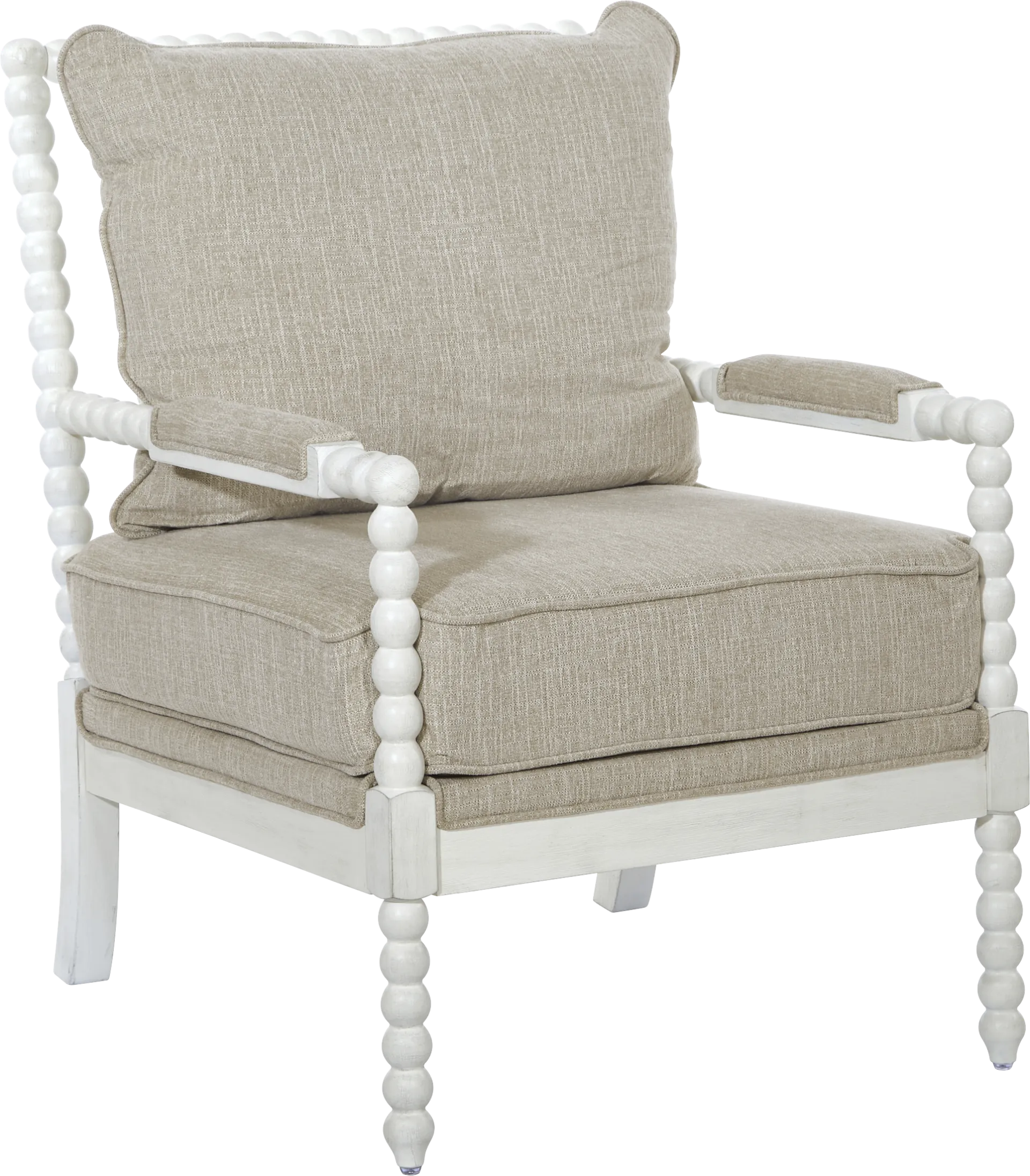 Susanna White Accent Chair with Beige Cushions - Image 1