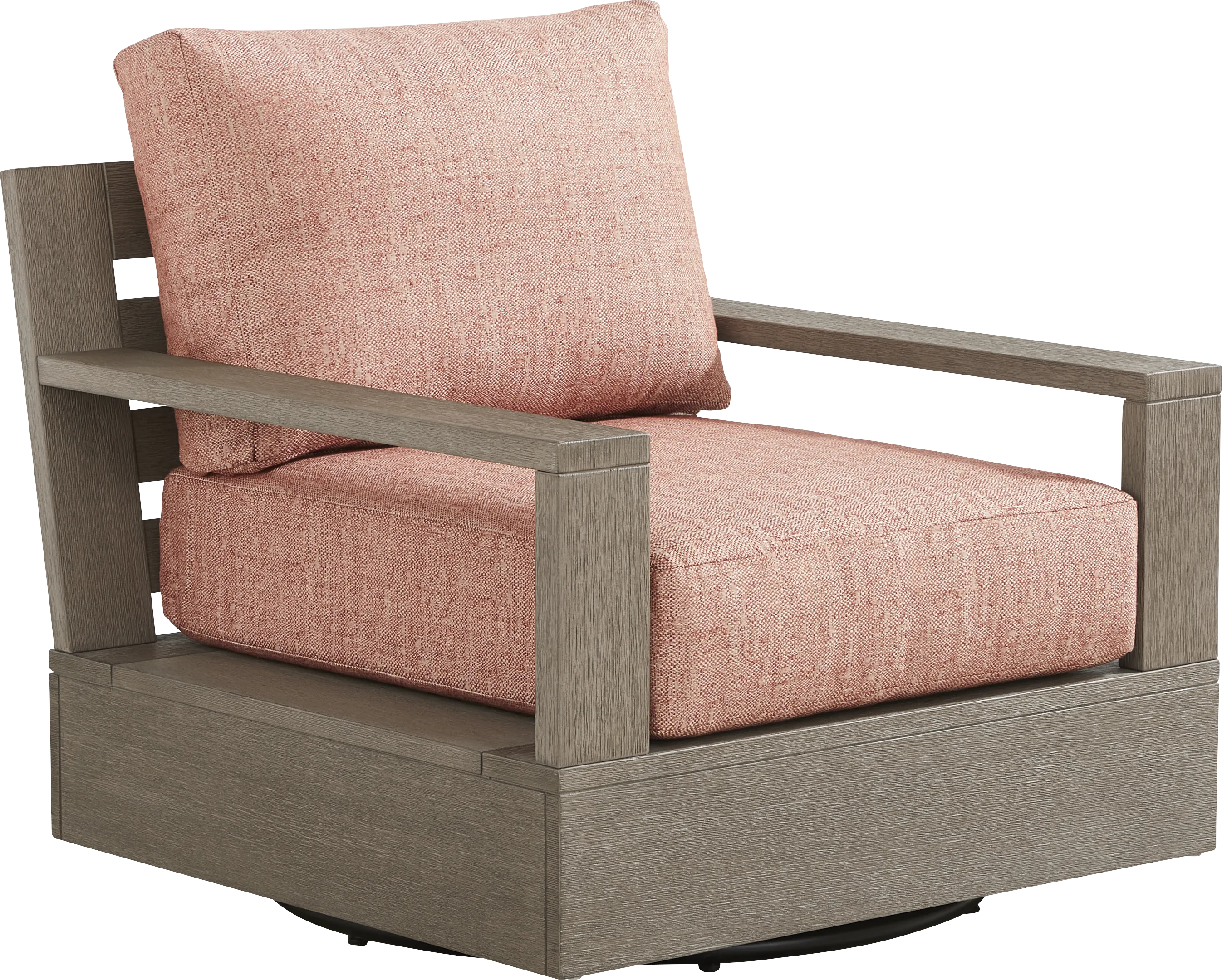 Lake Tahoe Gray Outdoor Swivel Chair with Terracotta Pillows - Thumbnail - Image 1