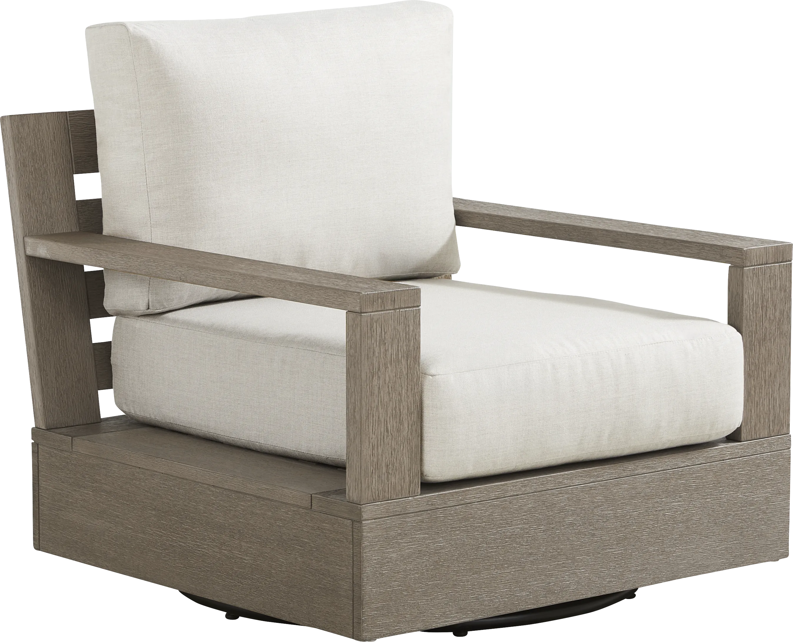 Lake Tahoe Gray Outdoor Swivel Chair with Seagull Pillows - Thumbnail - Image 1