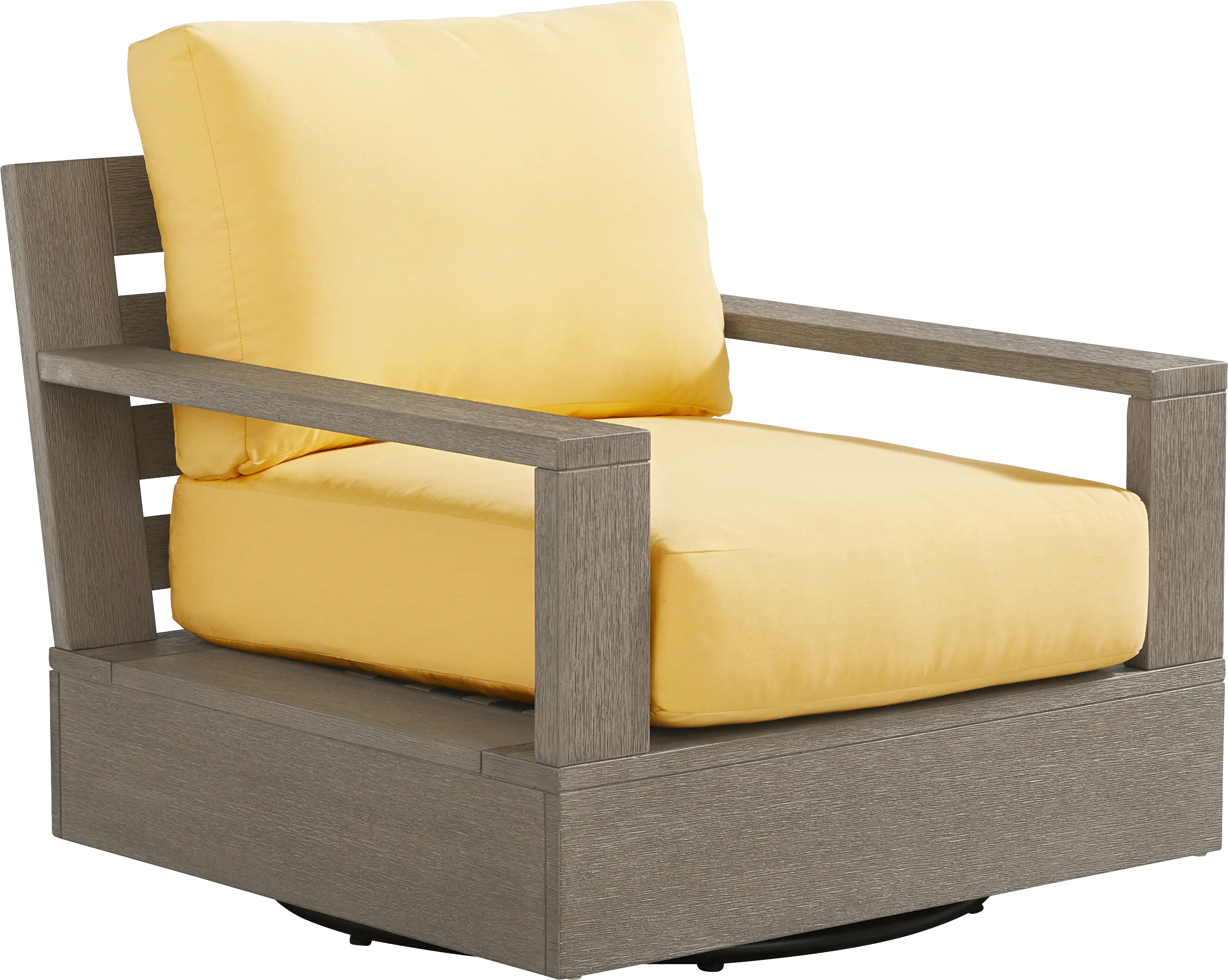 Lake Tahoe Gray Outdoor Swivel Chair with Buttercup Pillows - Thumbnail - Image 1