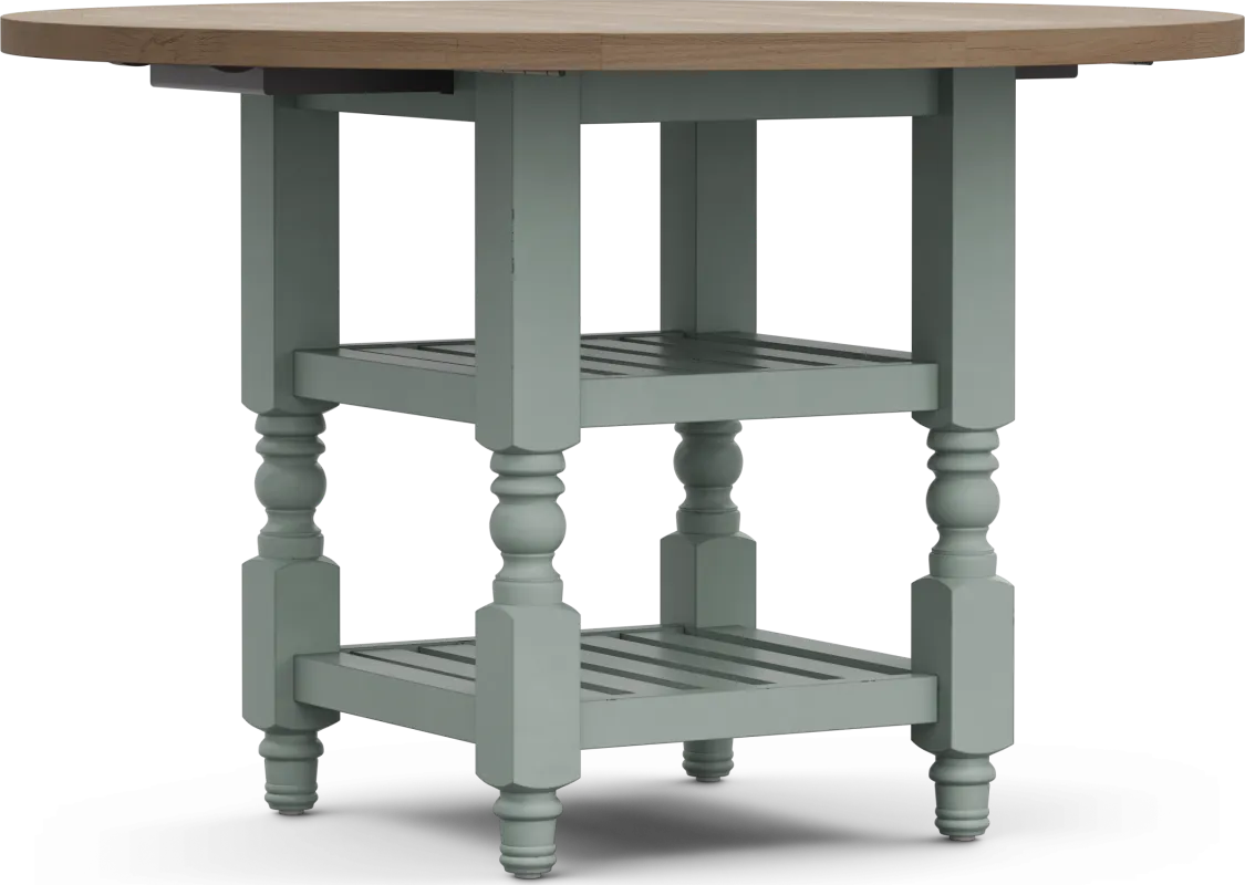 Spring Cottage Blue Round Drop Leaf Dining Table