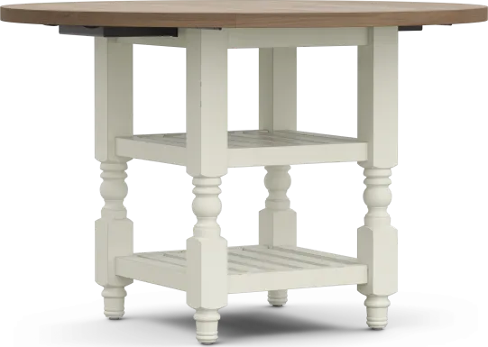Spring Cottage White Round Drop Leaf Dining Table