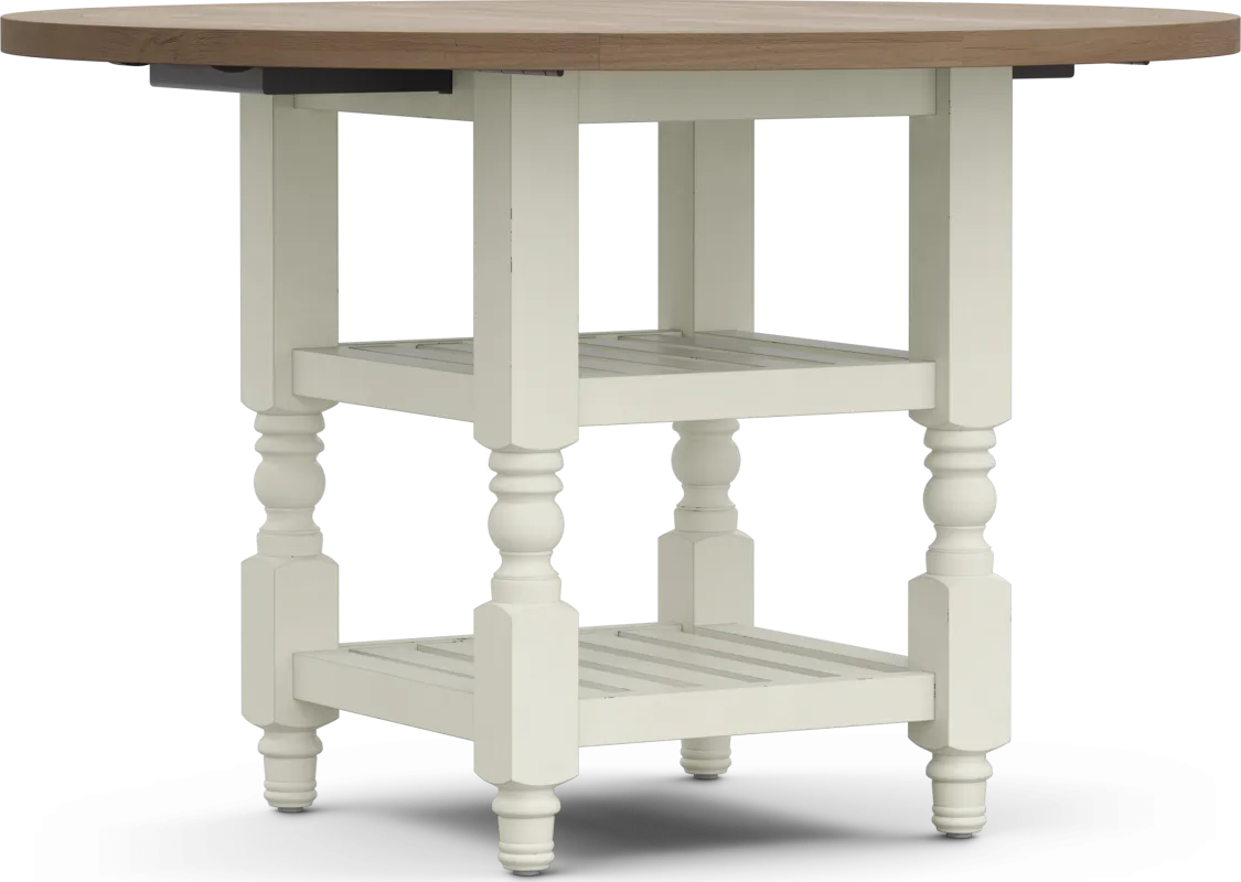 Spring Cottage White Round Drop Leaf Dining Table