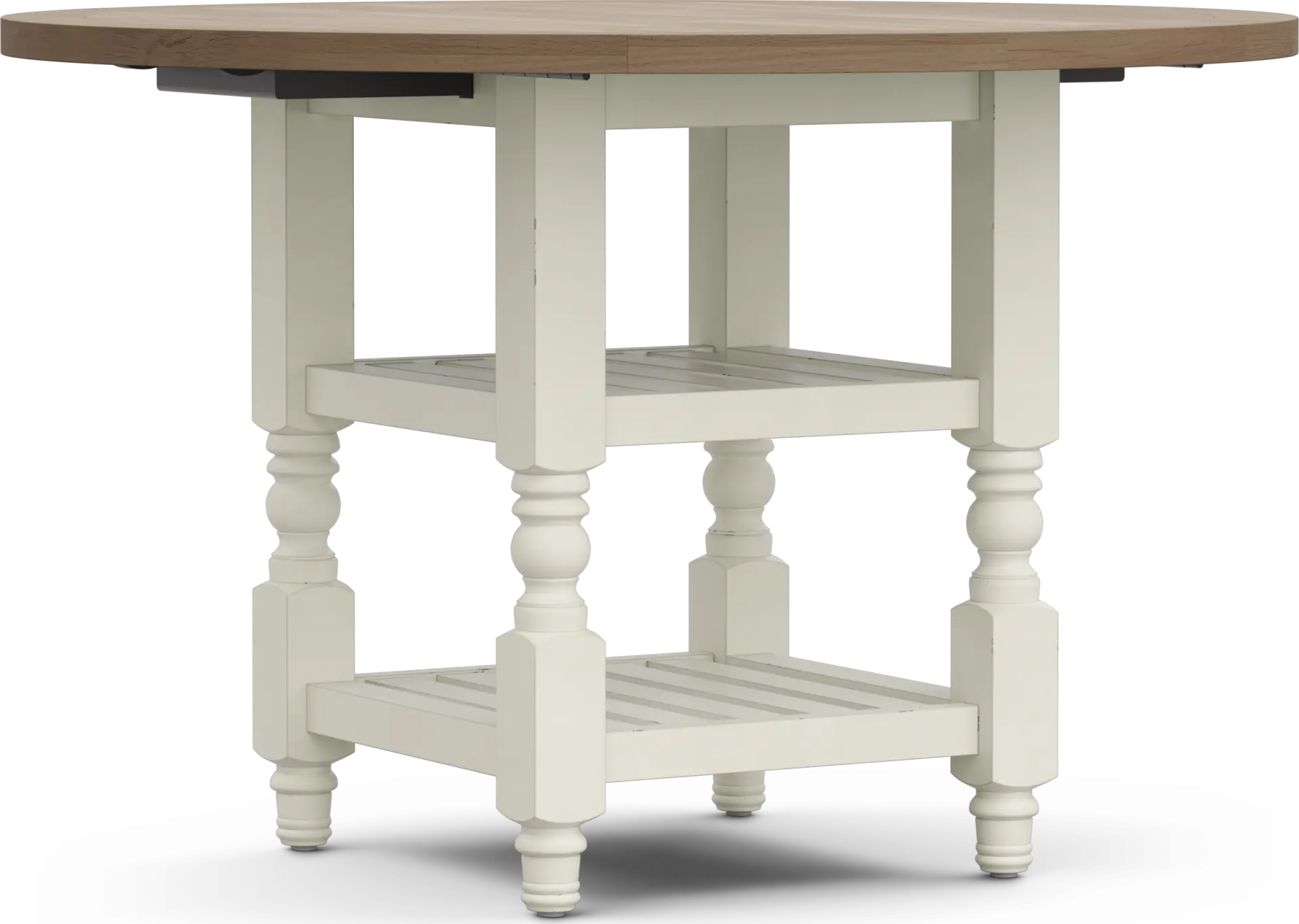 Spring Cottage White Round Drop Leaf Dining Table