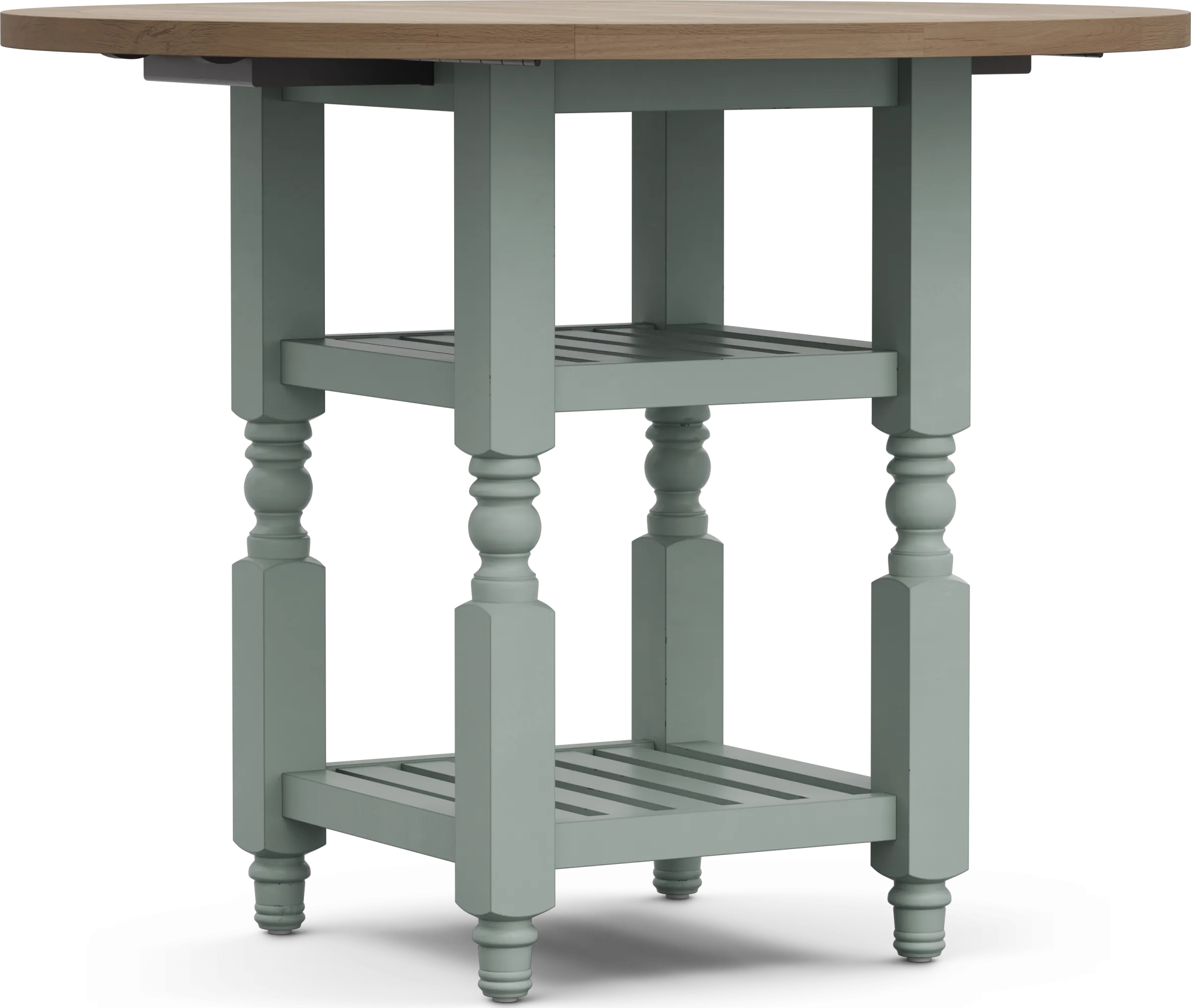 Spring Cottage Blue 5 Pc Round Counter Height Drop Leaf Dining Room - Thumbnail - Image 2