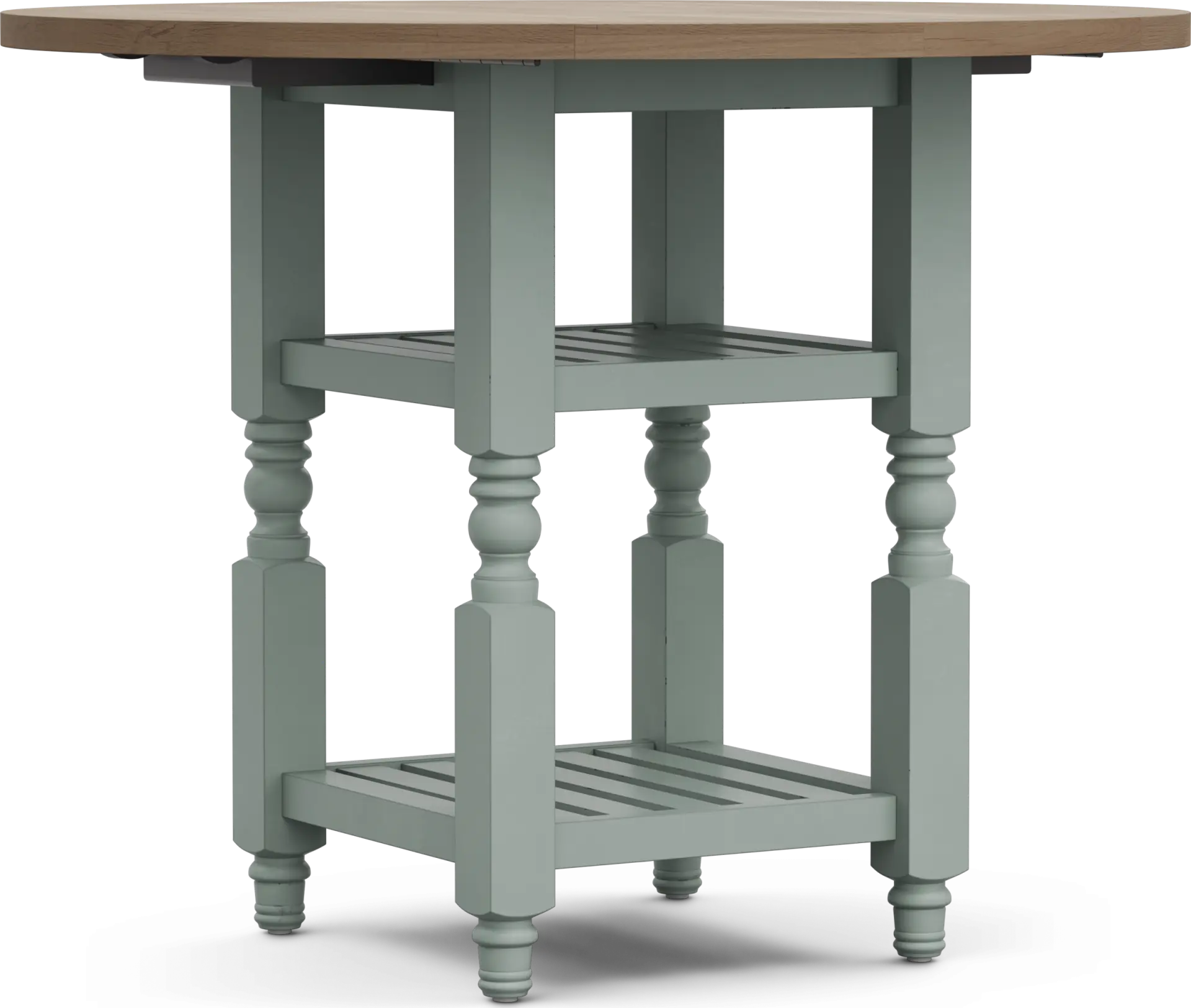 Spring Cottage Blue Round Counter Height Drop Leaf Dining Table