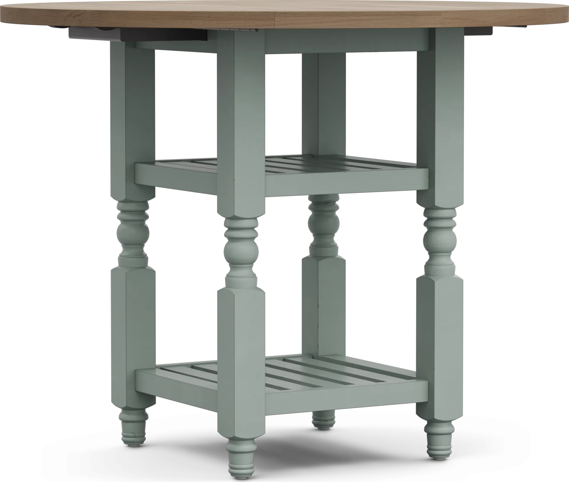 Spring Cottage Blue 5 Pc Round Counter Height Drop Leaf Dining Room - Image 2