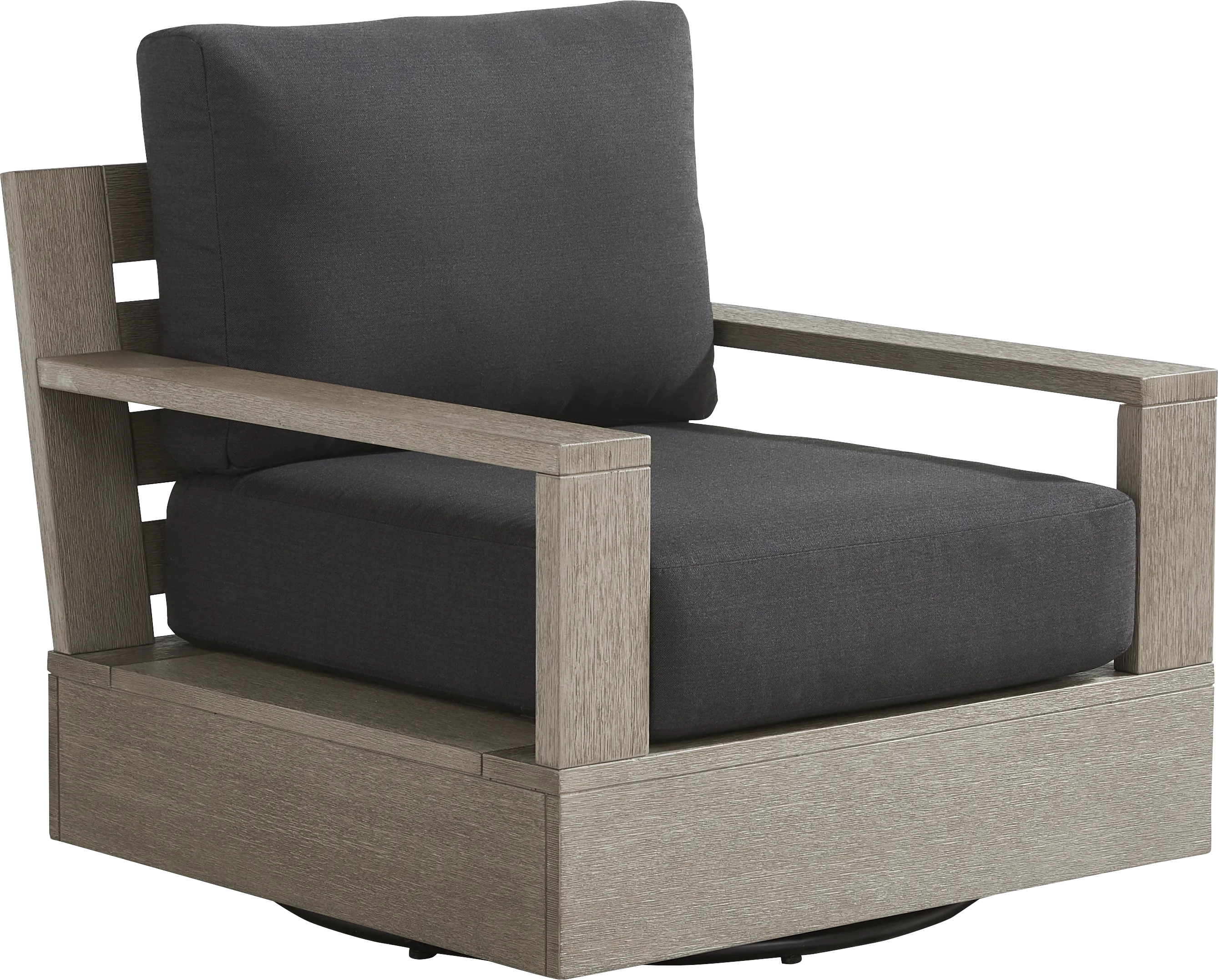 Lake Tahoe Gray Outdoor Swivel Chair with Charcoal Pillows - Thumbnail - Image 1