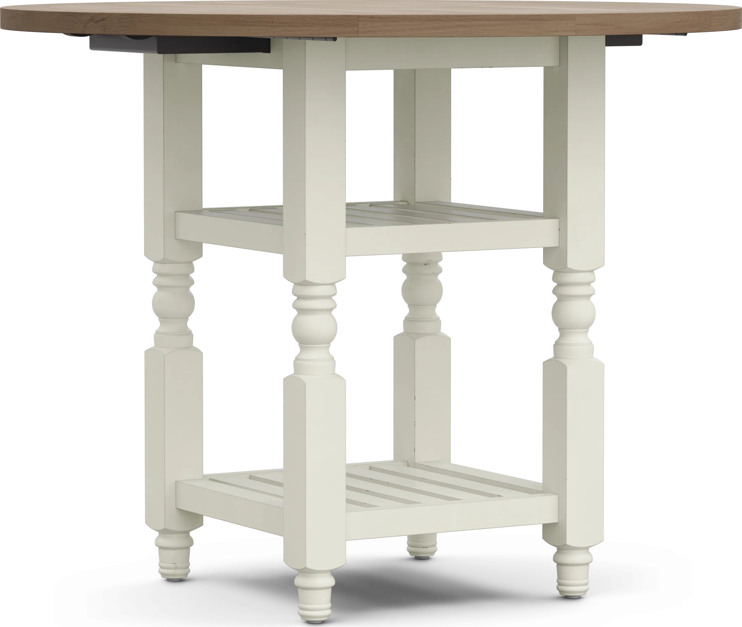 Spring Cottage White Round Counter Height Drop Leaf Dining Table - Thumbnail - Image 1