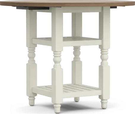 Spring Cottage White Round Counter Height Drop Leaf Dining Table
