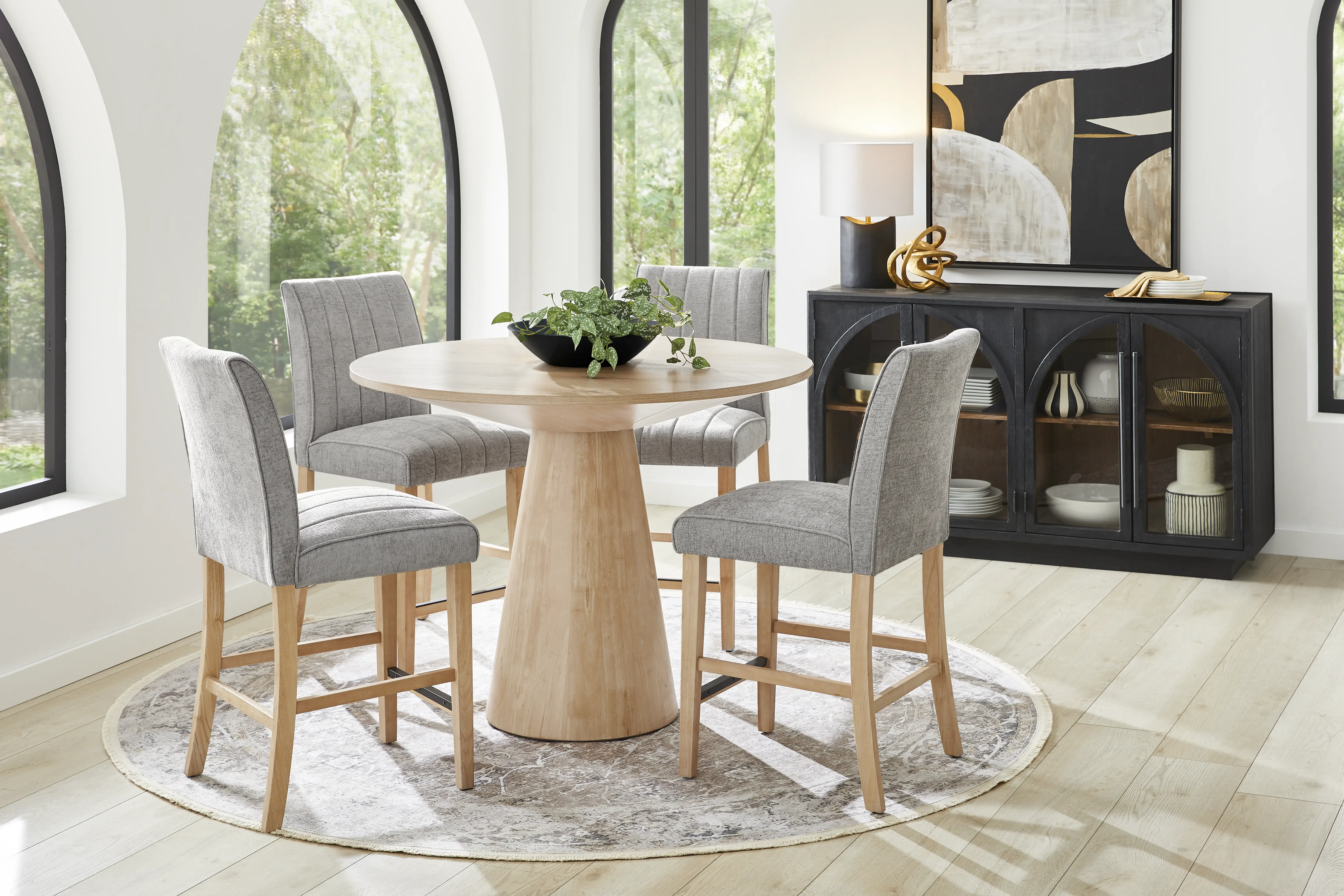 Kendall Natural 3 Pc 48" Round Counter Height Dining Room with White Stools - Thumbnail - Image 6