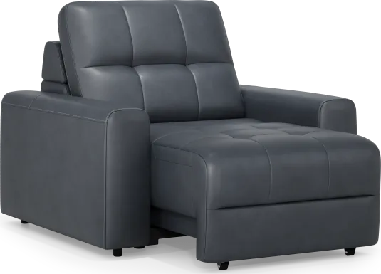 Meriwether Slate Blue Leather Power Slider Chair