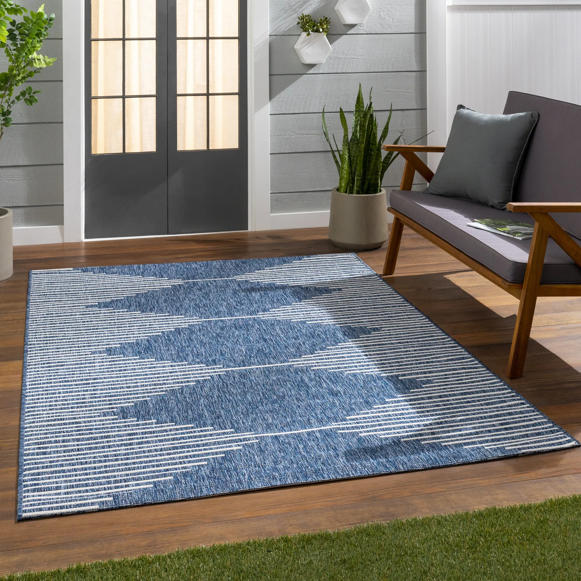 Verniere Blue 7'10 x 10'2 Indoor/Outdoor Rug - Image 2