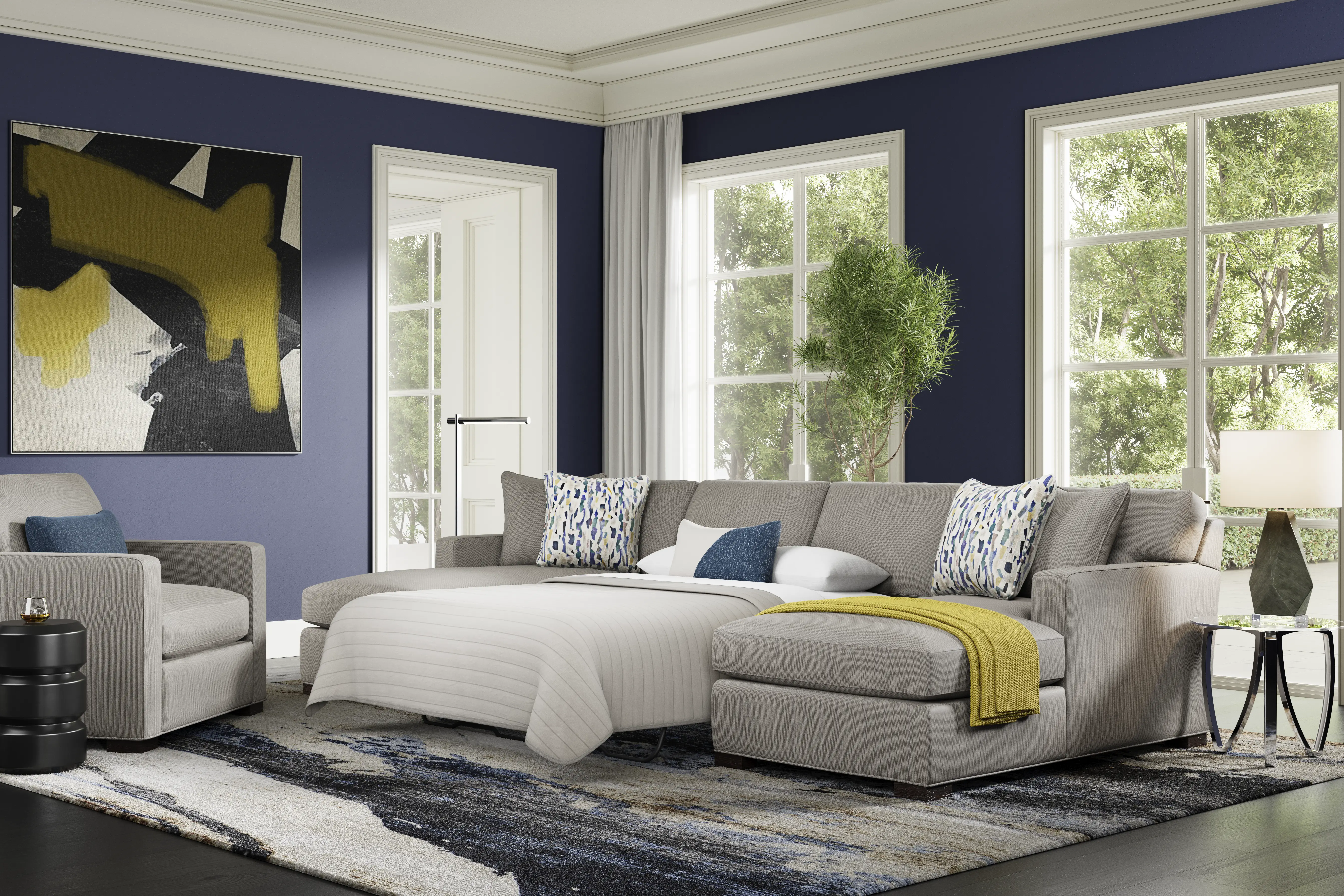 Harmonie Steel 3 Pc Sleeper Sectional - Thumbnail - Image 2