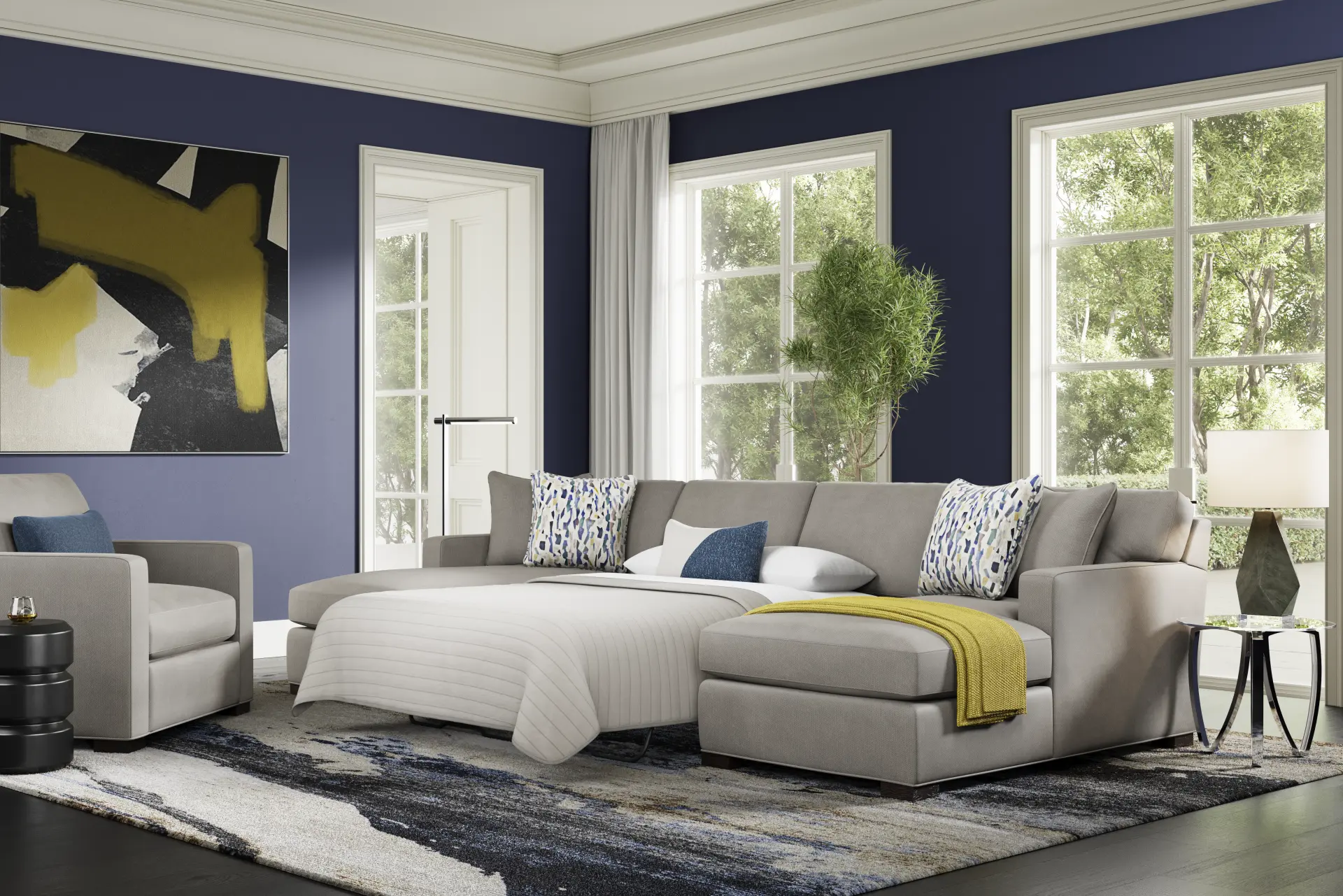 Harmonie Steel 3 Pc Sleeper Sectional