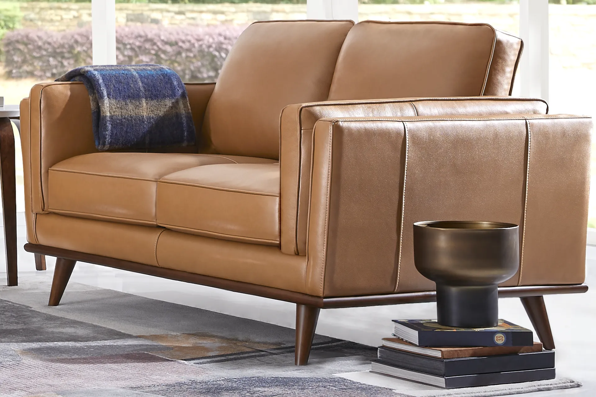 Cassina Way Caramel Leather Loveseat - Image 3