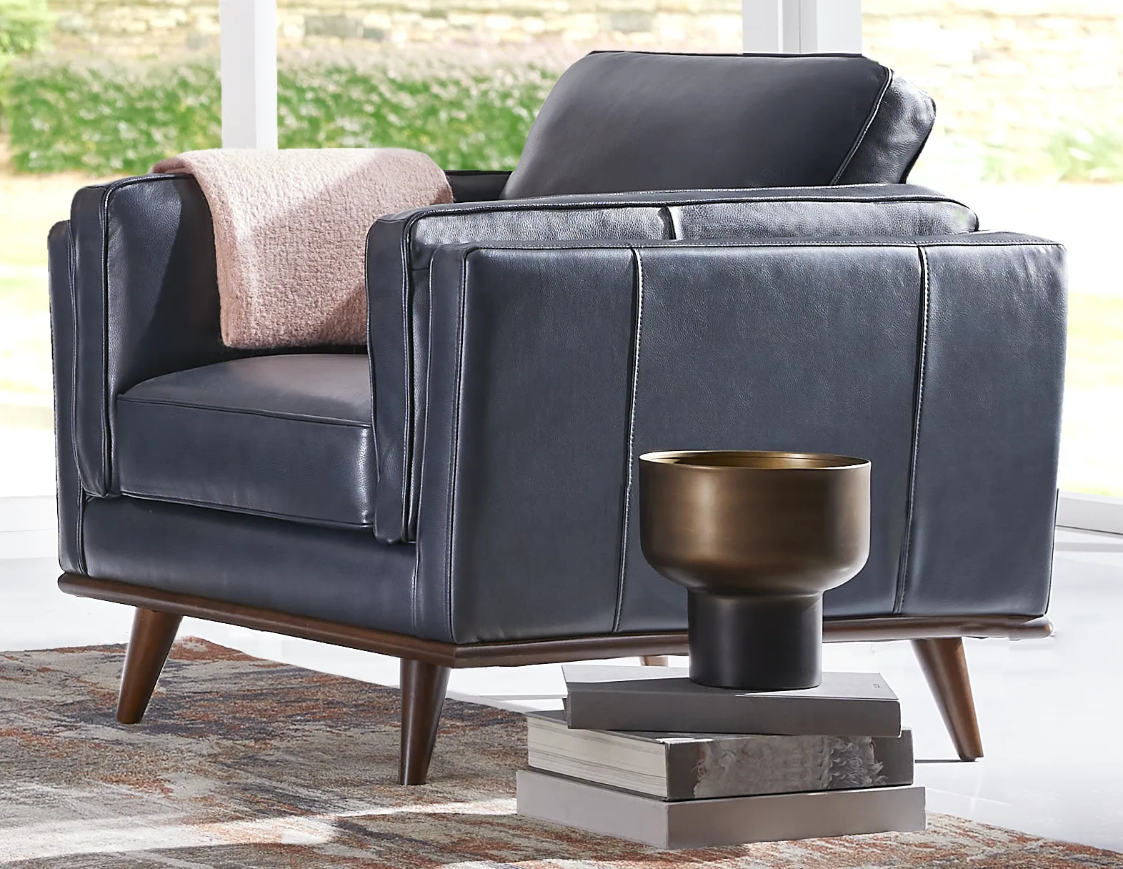 Cassina Way Navy Leather Chair - Image 3