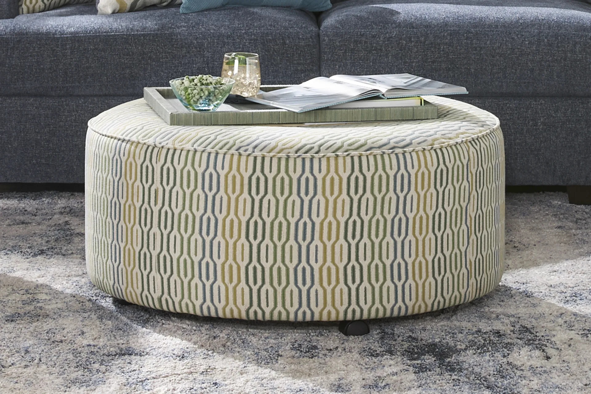 Briar Street Ivory Cocktail Ottoman - Image 2
