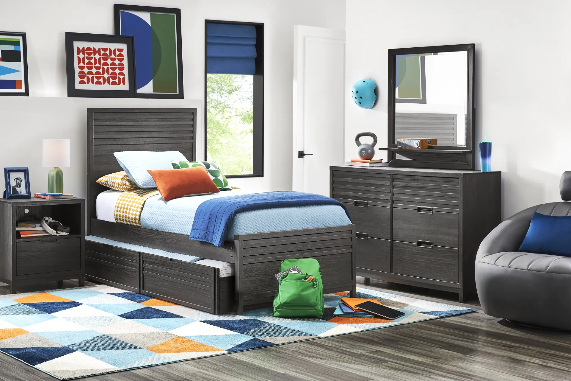 Kids Northridge Drive Charcoal Twin Panel Bed - Image 2