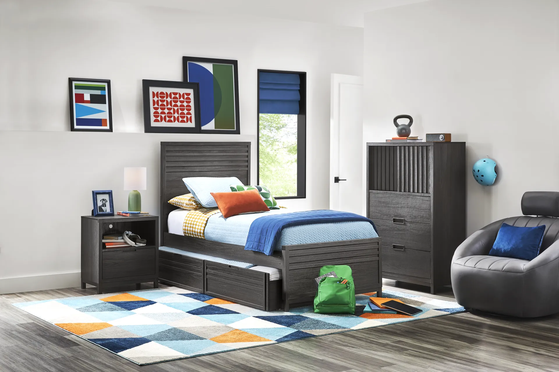 Kids Northridge Drive Charcoal Twin Panel Bedroom - Image 1