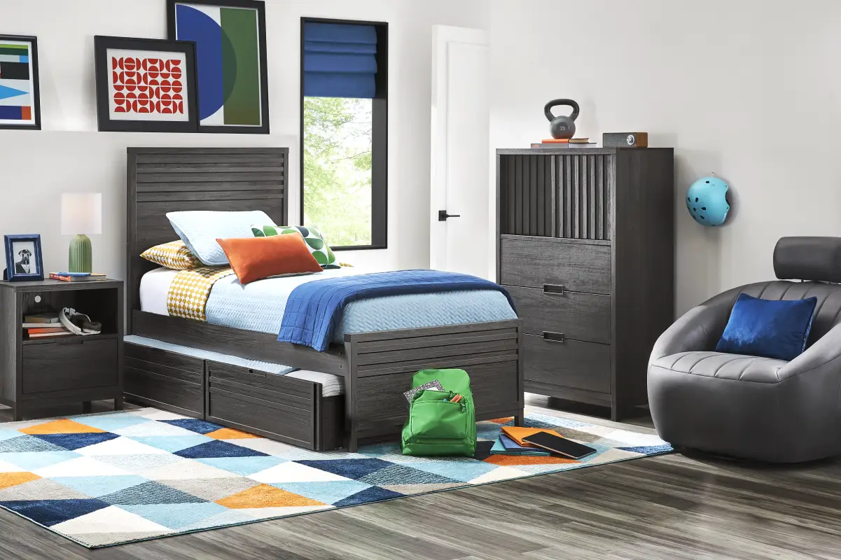 Kids Northridge Drive Charcoal Twin Panel Bedroom