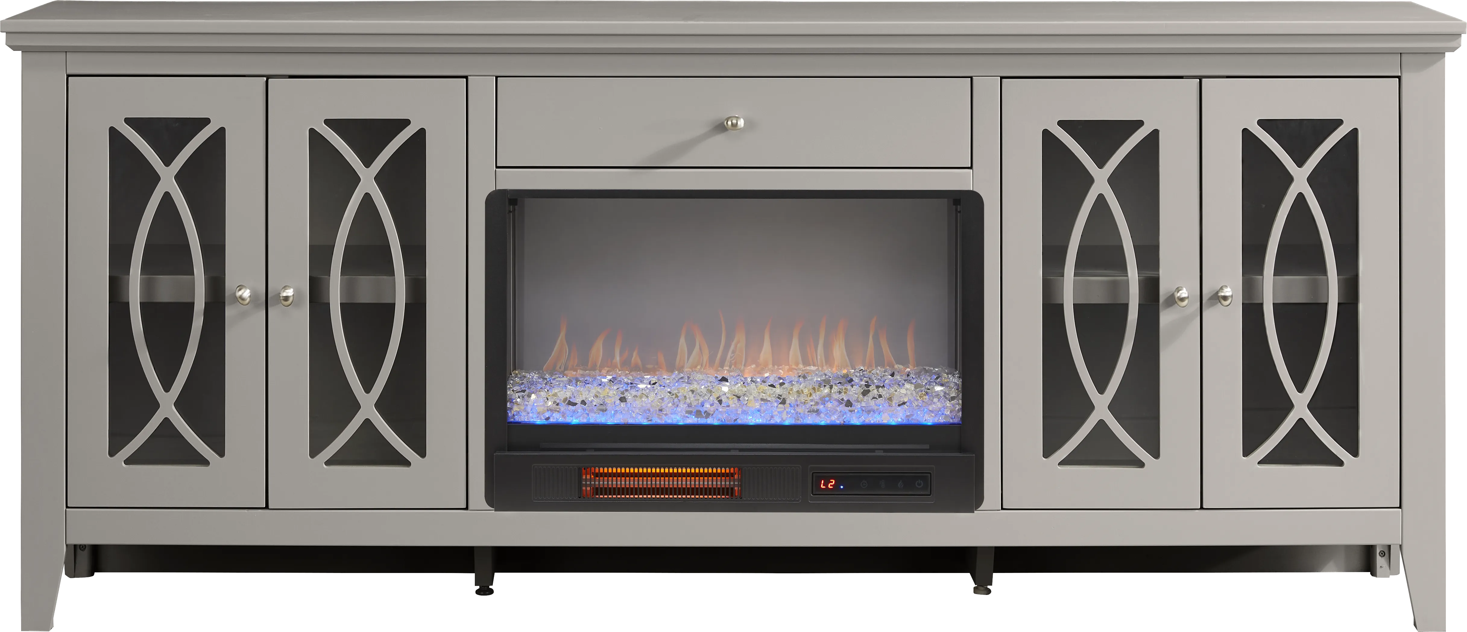 Abbie II Gray 80 in. Console with Electric Fireplace - Thumbnail - Image 1