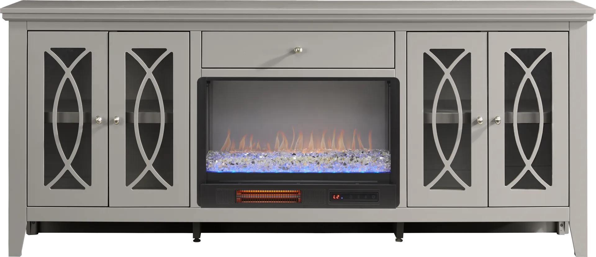 Abbie II Gray 80 in. Console with Electric Fireplace - Image 1
