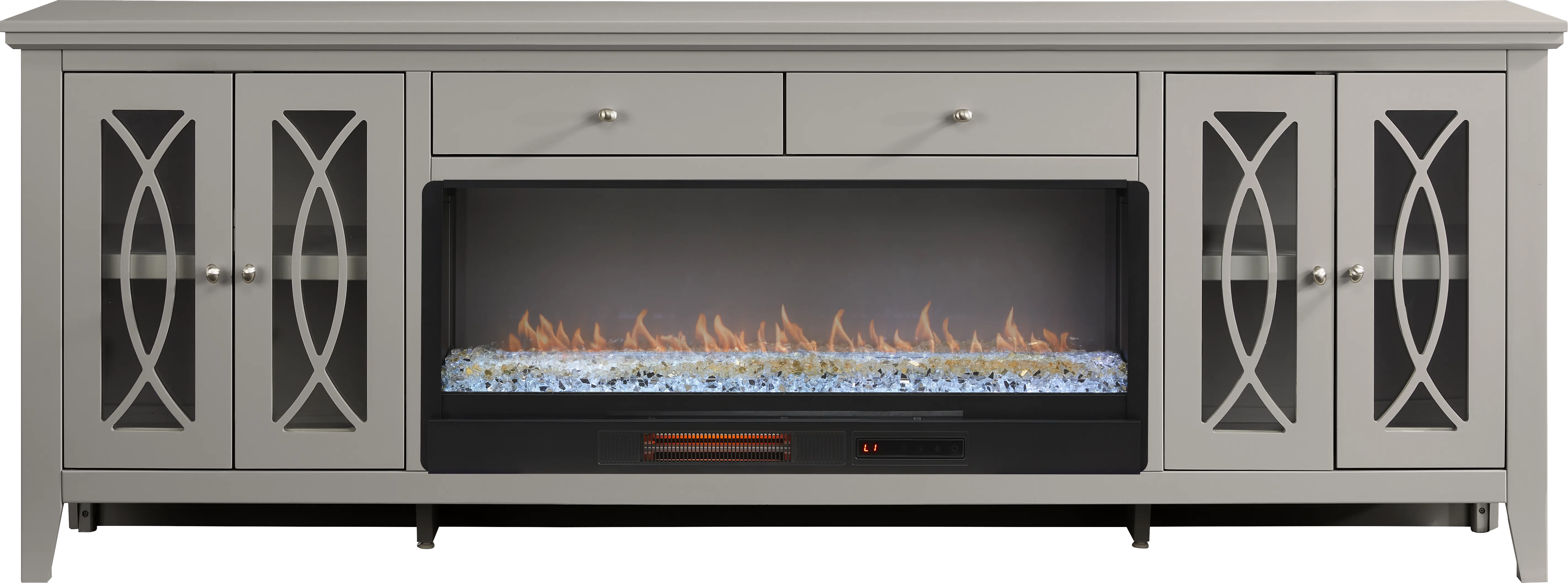 Abbie II Gray 93 in. Console with Electric Fireplace - Thumbnail - Image 1