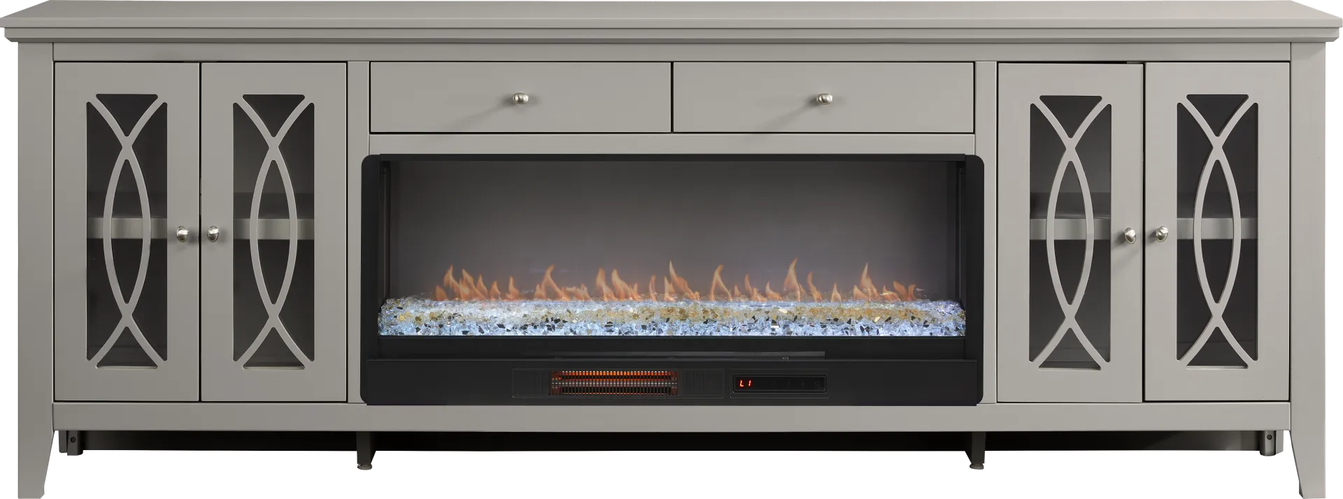 Abbie II Gray 93 in. Console with Electric Fireplace - Image 1