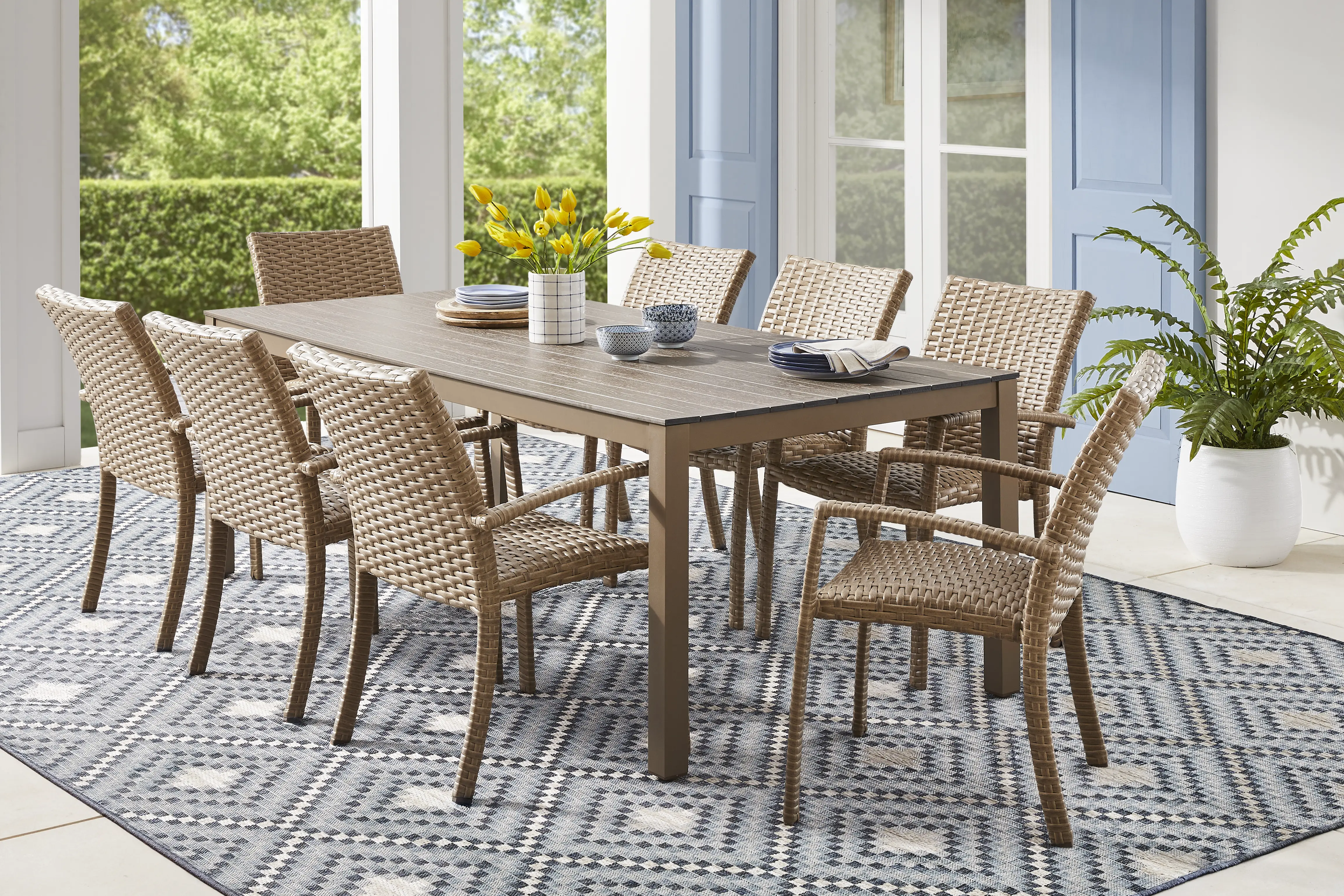 Paloma Brown 9 Pc 86 in. Outdoor Dining Set - Image 1