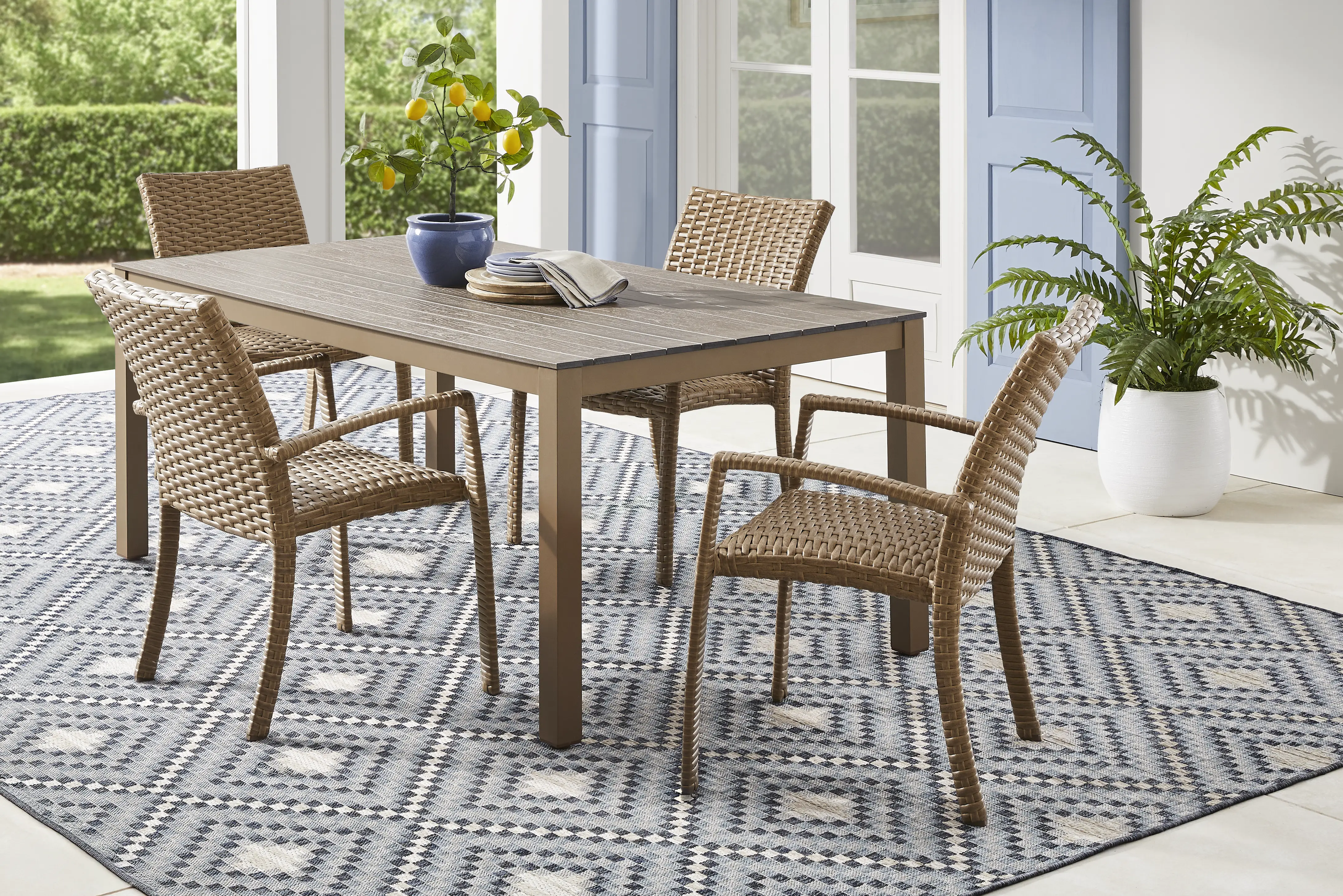 Paloma Brown 72 in. Outdoor Dining Table with Umbrella Hole - Thumbnail - Image 2