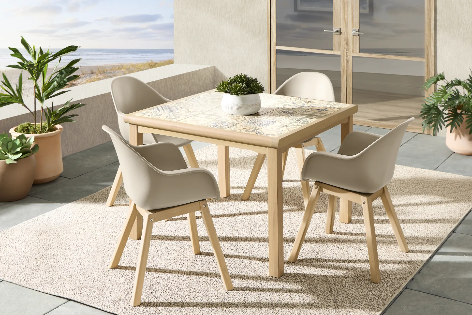 Casa Villa Beige Outdoor Side Chair - Image 1