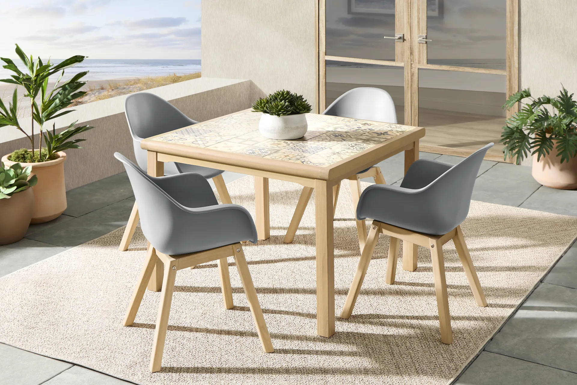 Casa Villa Multi 5 Pc Square Outdoor Dining Set with Dark Gray Chairs - Image 1