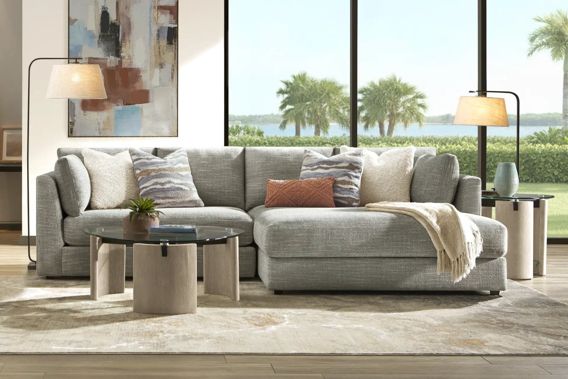 Sadie Falls Dove Gray 2 Pc Sectional