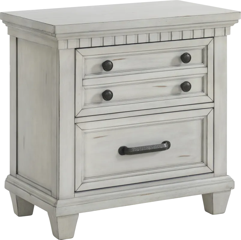 Anokeen White Nightstand