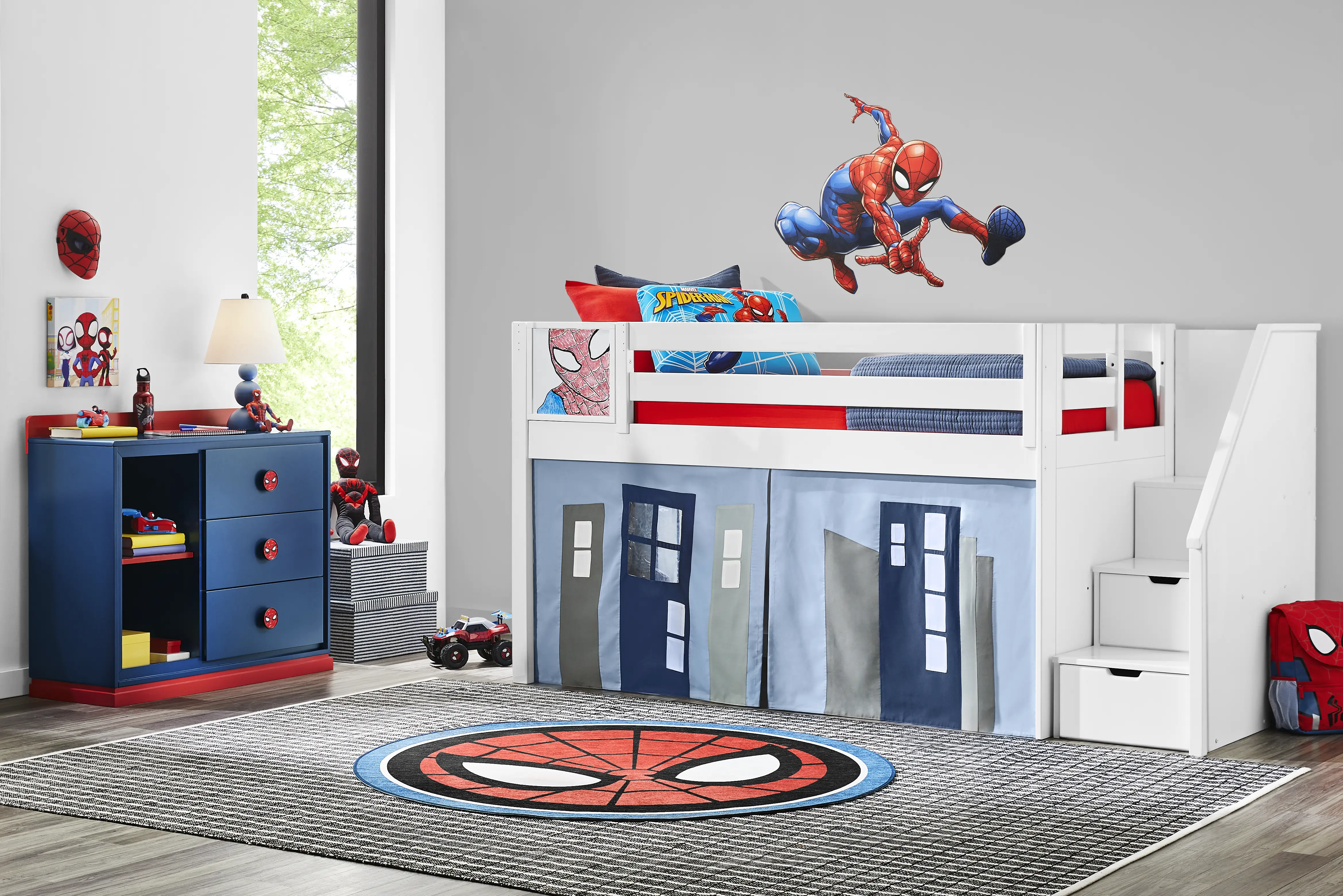 Spider-Man White Twin Low Step Loft with Activity Panel - Thumbnail - Image 1