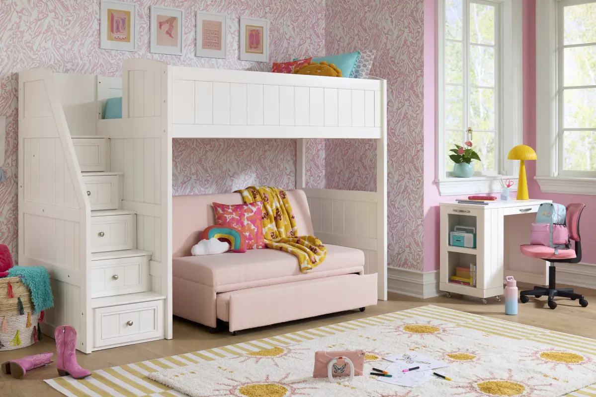 Kids Cottage Colors 2.0 White Twin Step Loft