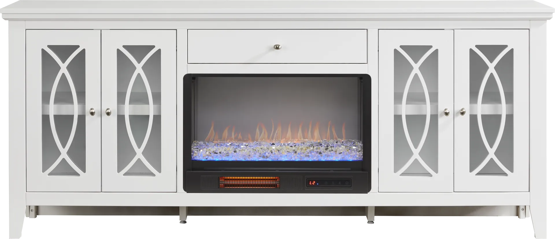 Abbie II White 80 in. Console with Electric Fireplace - Image 1