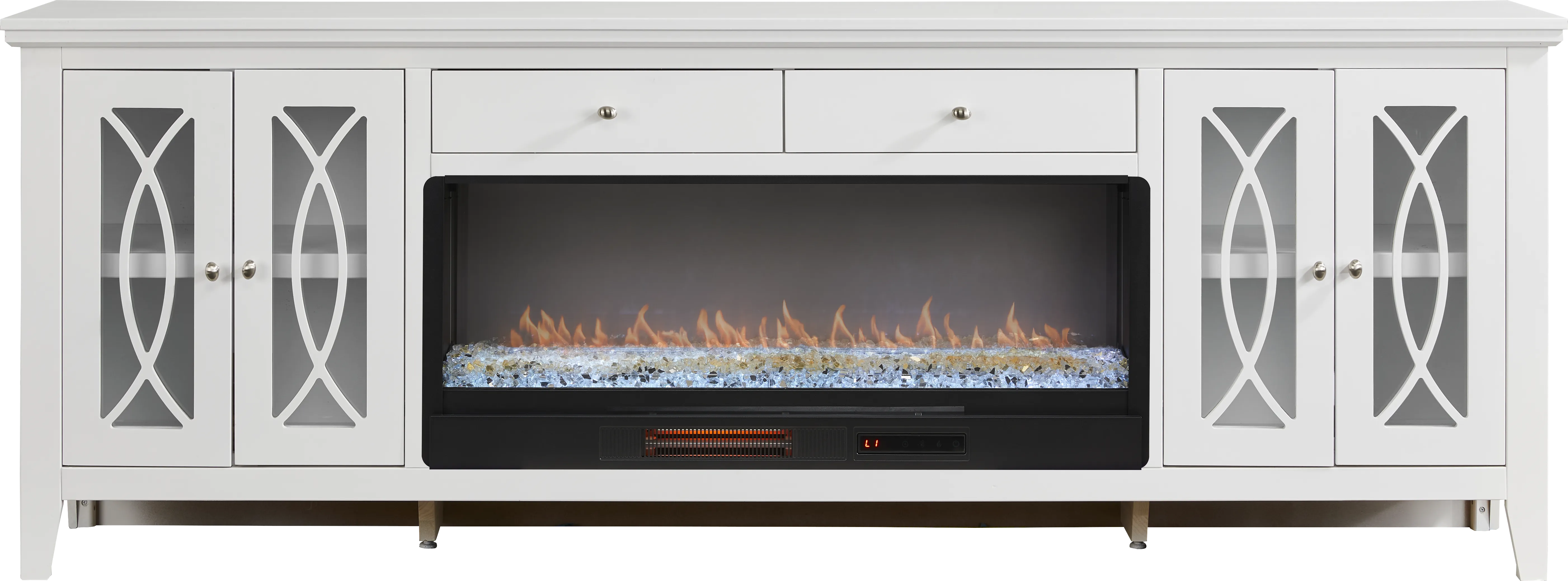 Abbie II White 93 in. Console with Electric Fireplace - Thumbnail - Image 1