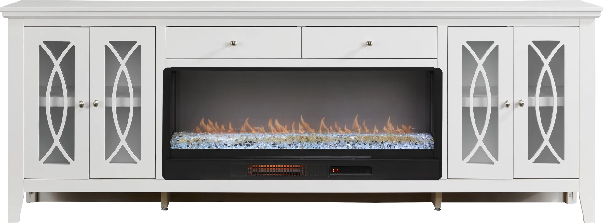 Abbie II White 93 in. Console with Electric Fireplace - Image 1