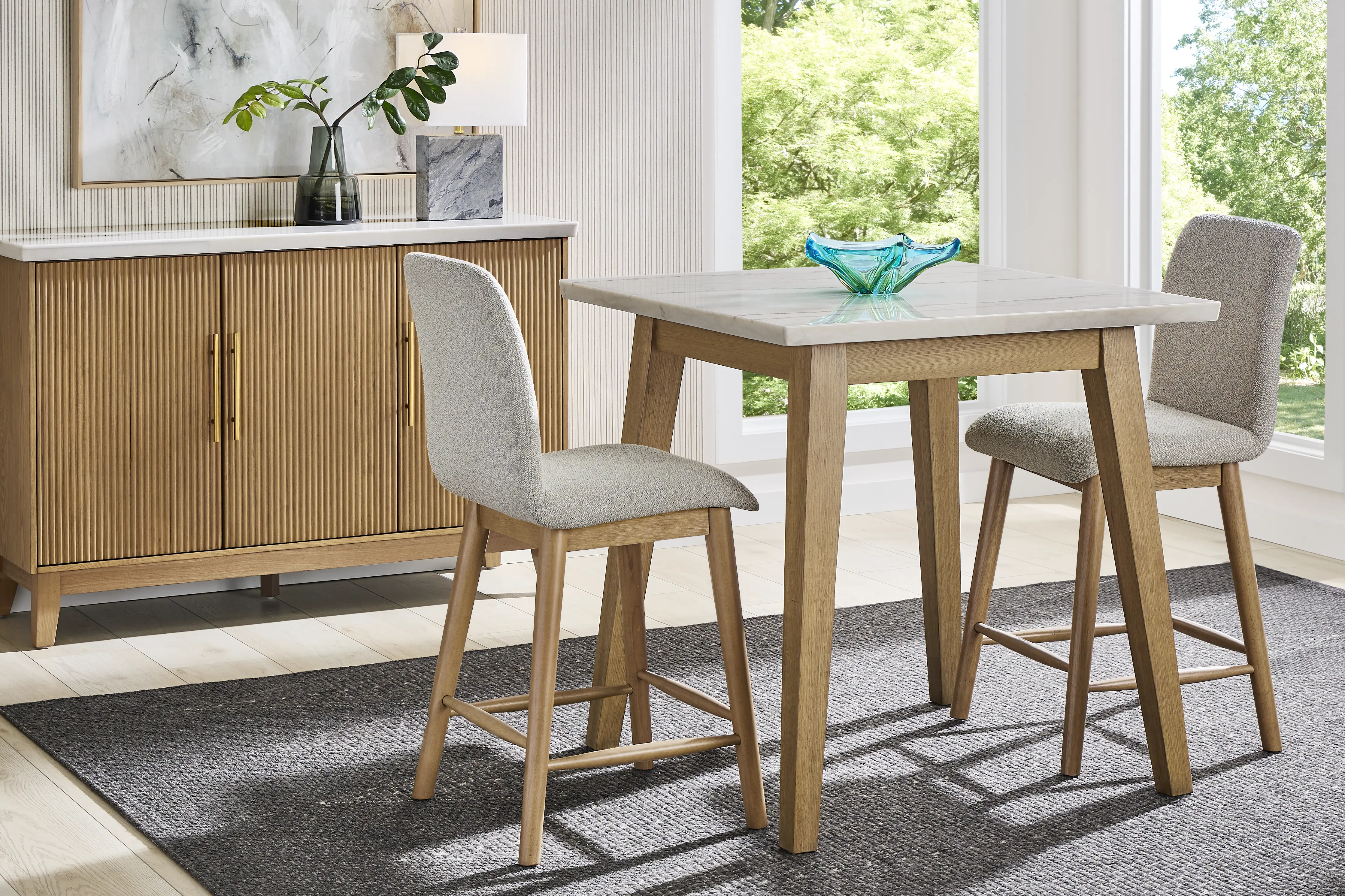 Viola White 3 Pc Square Counter Height Dining Room - Image 1
