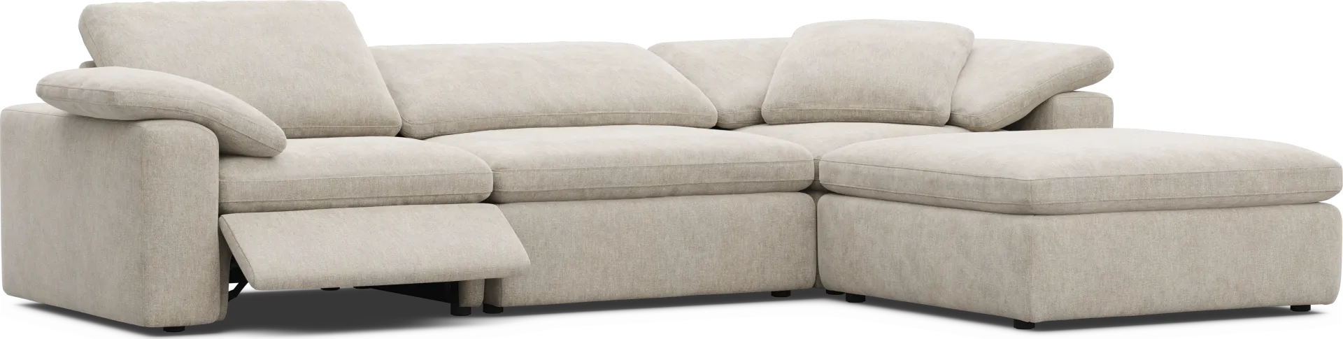The Flow Gray 4 Pc Dual Power Reclining Sectional - Image 1